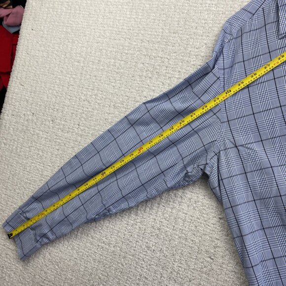 Hugo Boss Dress Shirt Mens 16 1/2 Button Down Preppy Slim Baby Blue Gingham - Picture 8 of 11